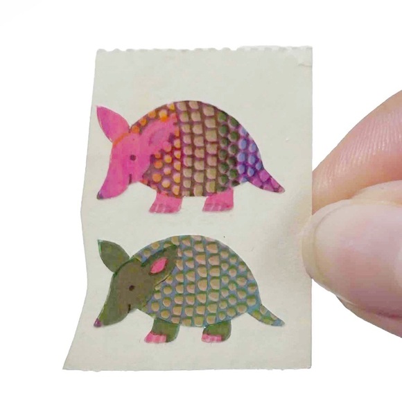Vintage Sandylion Iridescent Shiny Multicolour Armadillo Stickers Rainbow Animal - Picture 7 of 10